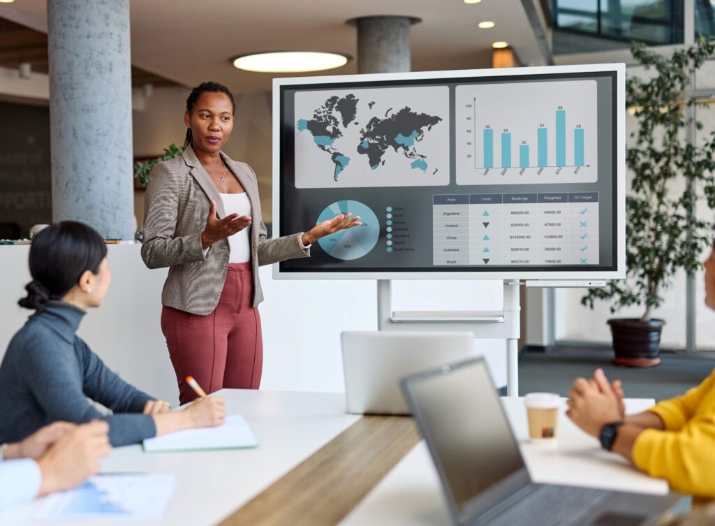 Business presentation in modern office